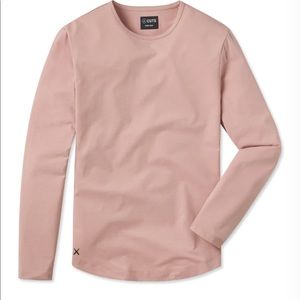 Pink Curve Hem Crew Neck Long sleeve
